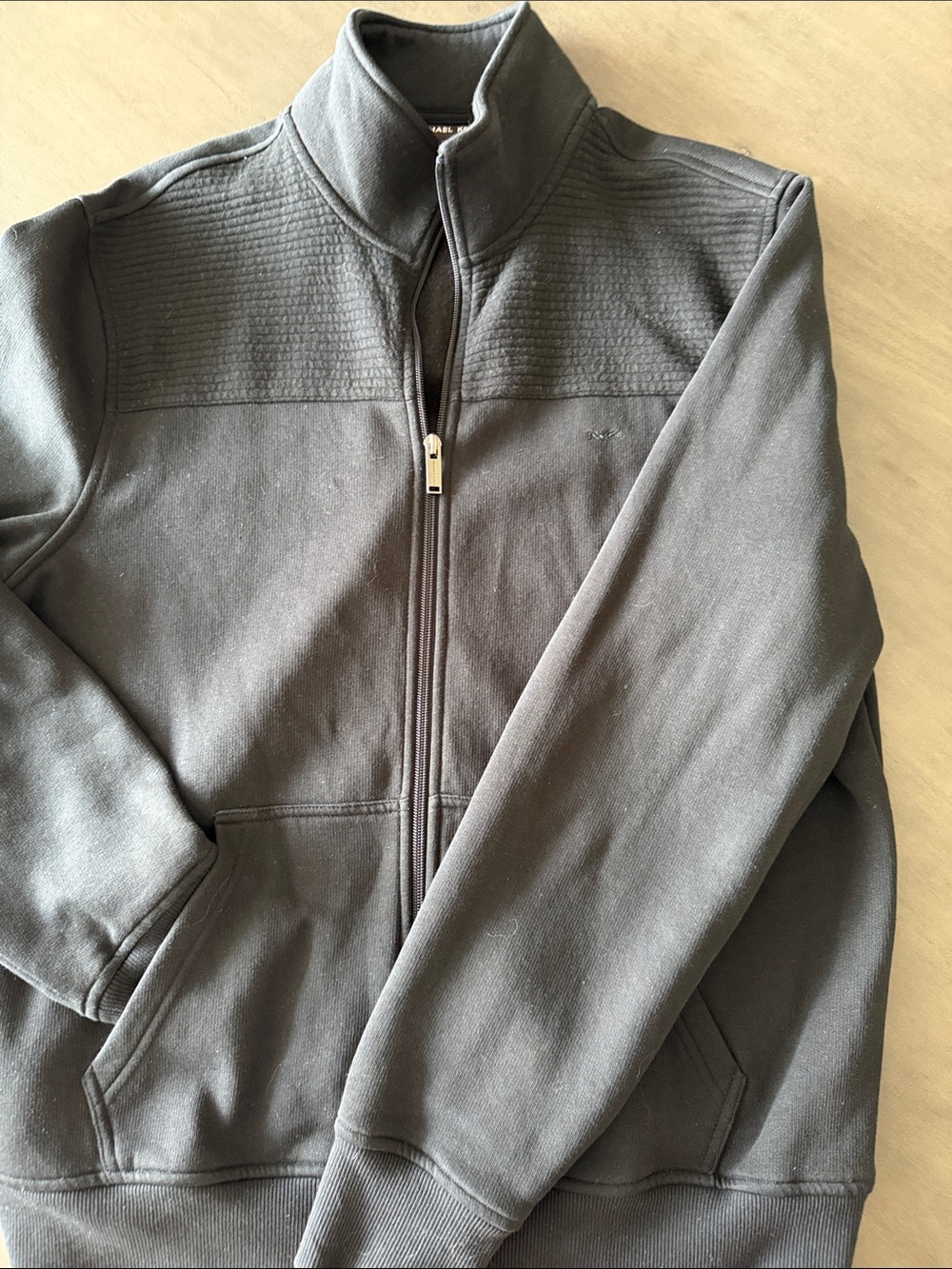 Michael Kors Men's black - Full-Zip Quilted Yoke Sweater Jacket